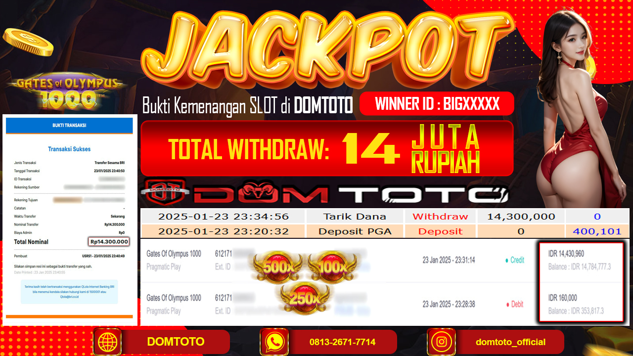 JACKPOT SLOT GATES OF OLYMPUS 1000 23 JANUARI 2025